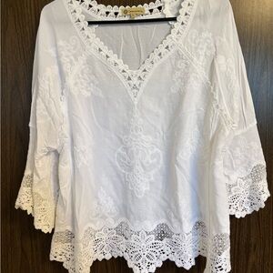 Chico's White Embroidered Blouse